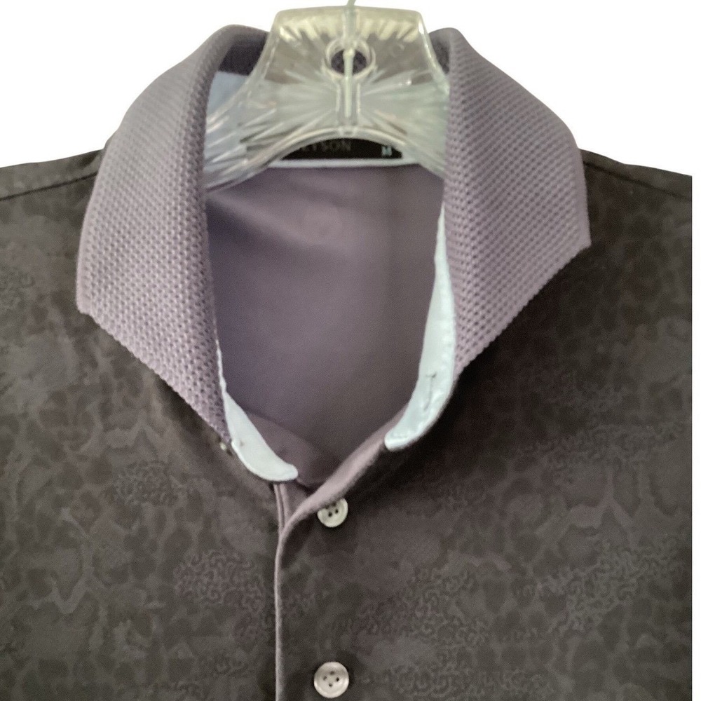 Greyson Mens Golf Polo Shirt Gray Purple Performance - Medium